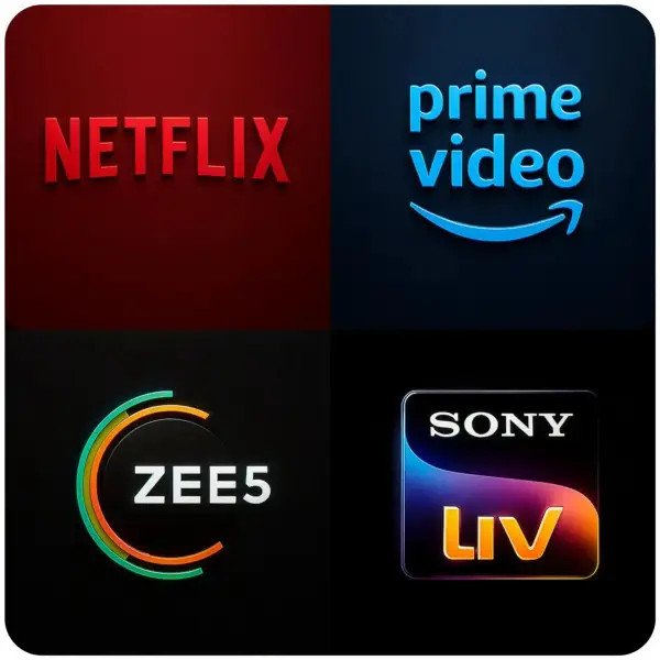1-Year Streaming Combo – Netflix + Prime Video + Sony LIV + ZEE5